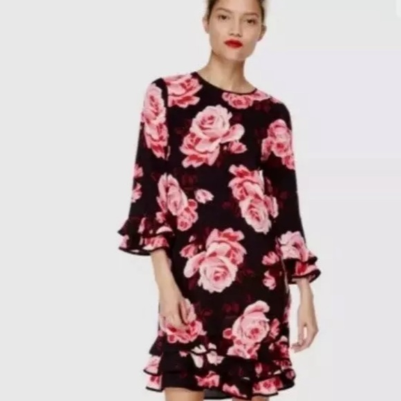 Kate Spade Women's Size S Rambling Roses Rosa Ruffle Hem Shift Dress - Picture 5 of 7